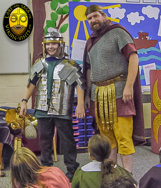Child dressed in Legionary armour on Roman in-school day. - Image copyrighted  Gary Waidson. All rights reserved.