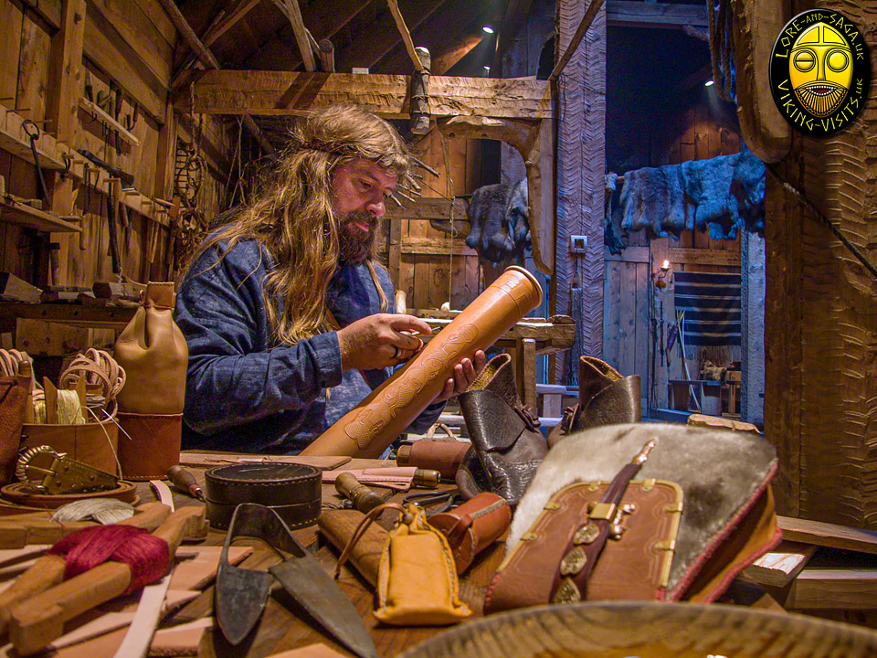 Wayland demonstratin leather working at Lofotr Viking Museum - Image copyrighted © Gary Waidson. All rights reserved.