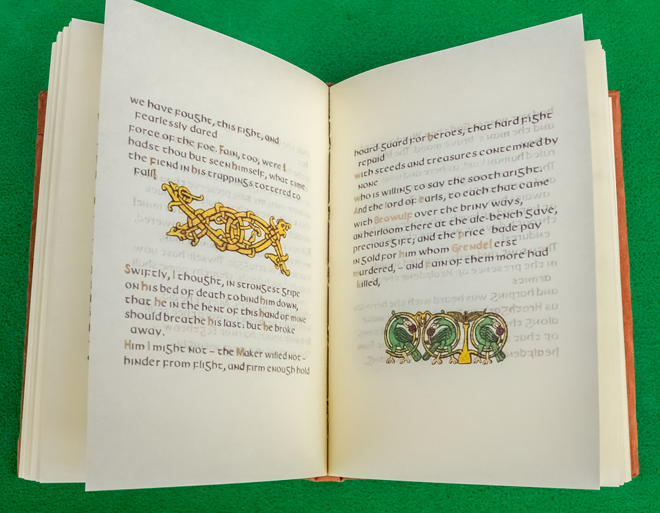 Hand finished copy of Beowulf by Alex Summers of Red Swan Books.  - Image copyrighted © Gary Waidson. All rights reserved.