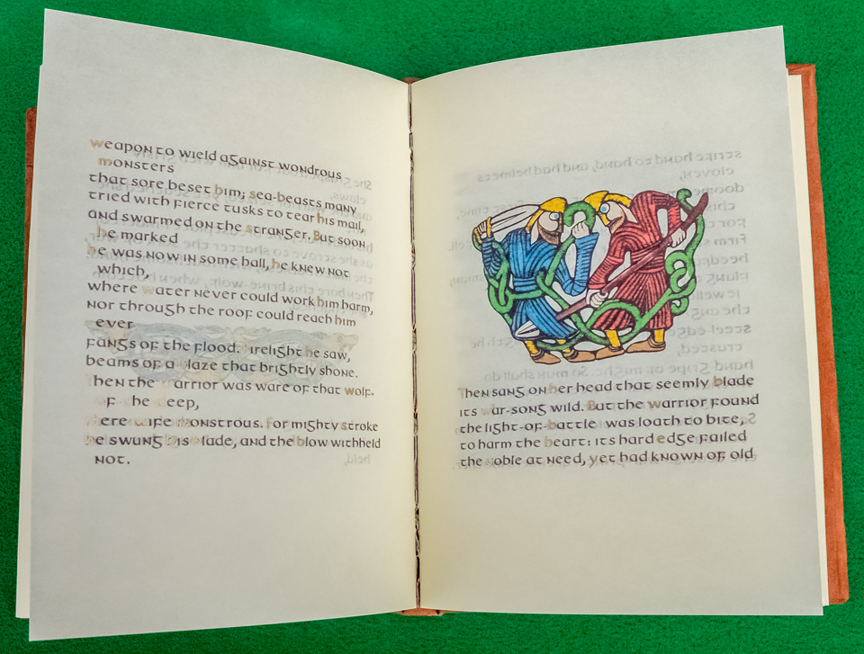 Hand finished recreation of Beowulf Manuscript by Alex Summers of Red Swan Books.  - Image copyrighted © Gary Waidson. All rights reserved.