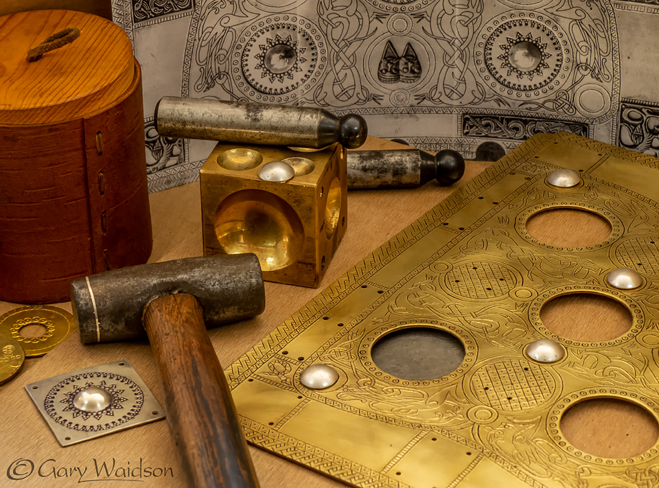 Producing the silver rivet heads on the Beowulf "Manuscript" Treasure cover- Image copyrighted © Gary Waidson. All rights reserved.