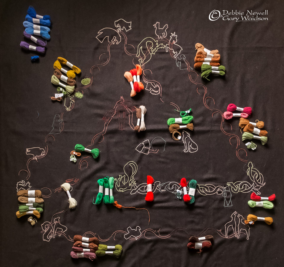 Selecting colours for Valknut/Tree. - Image and design copyrighted © Gary Waidson/Debbie Newell. All rights reserved.