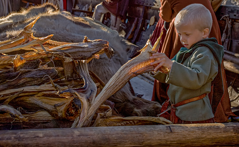 Magnus checking the supplies of Stockfish before aViking voyage - Image copyrighted © Gary Waidson. All rights reserved.